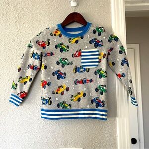 Mini boden Kids' Gray Cars with dogs Print Sweater 5y 6y